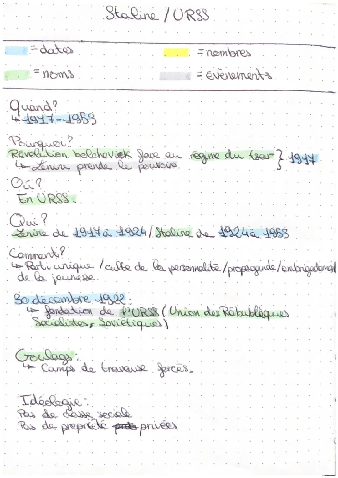 =dates
= noms
quand?
41917-1953
Staline / URSS
Oa?
En URSS...
Pourquoi?
Révolution belchevick face an regime du tser } 1944
is Lenine prende