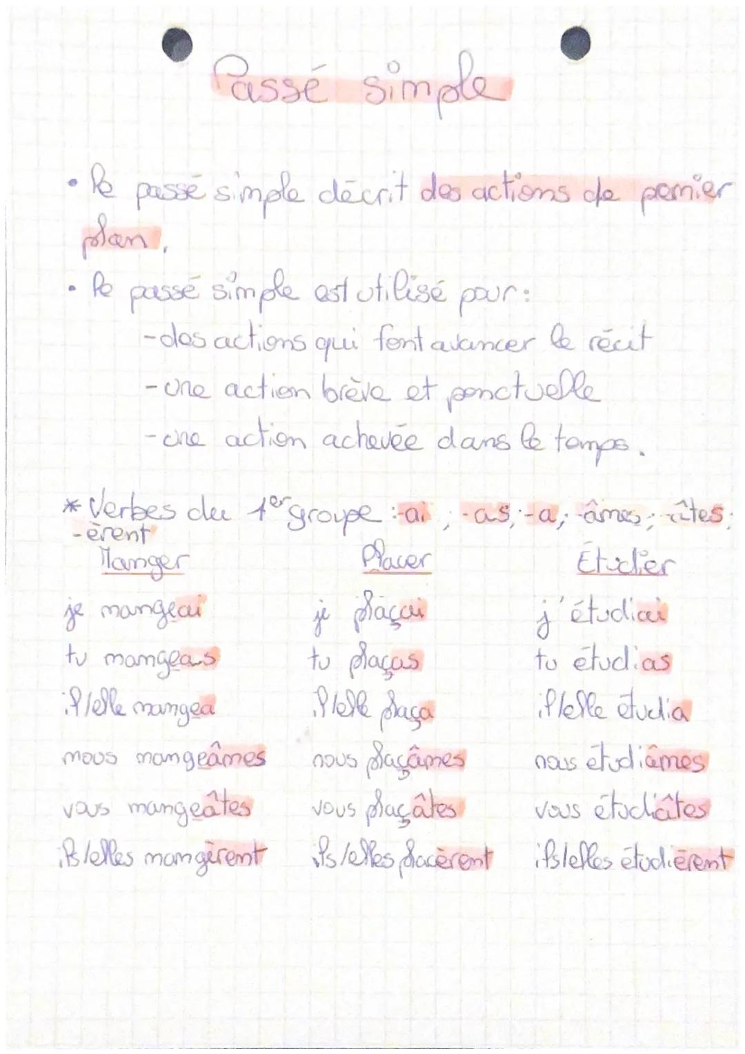 Passé simple
• B
passé simple décrit des actions de pomier
plan,
• le passé simple est utilisé pour:
-dos actions qui font avancer le récit