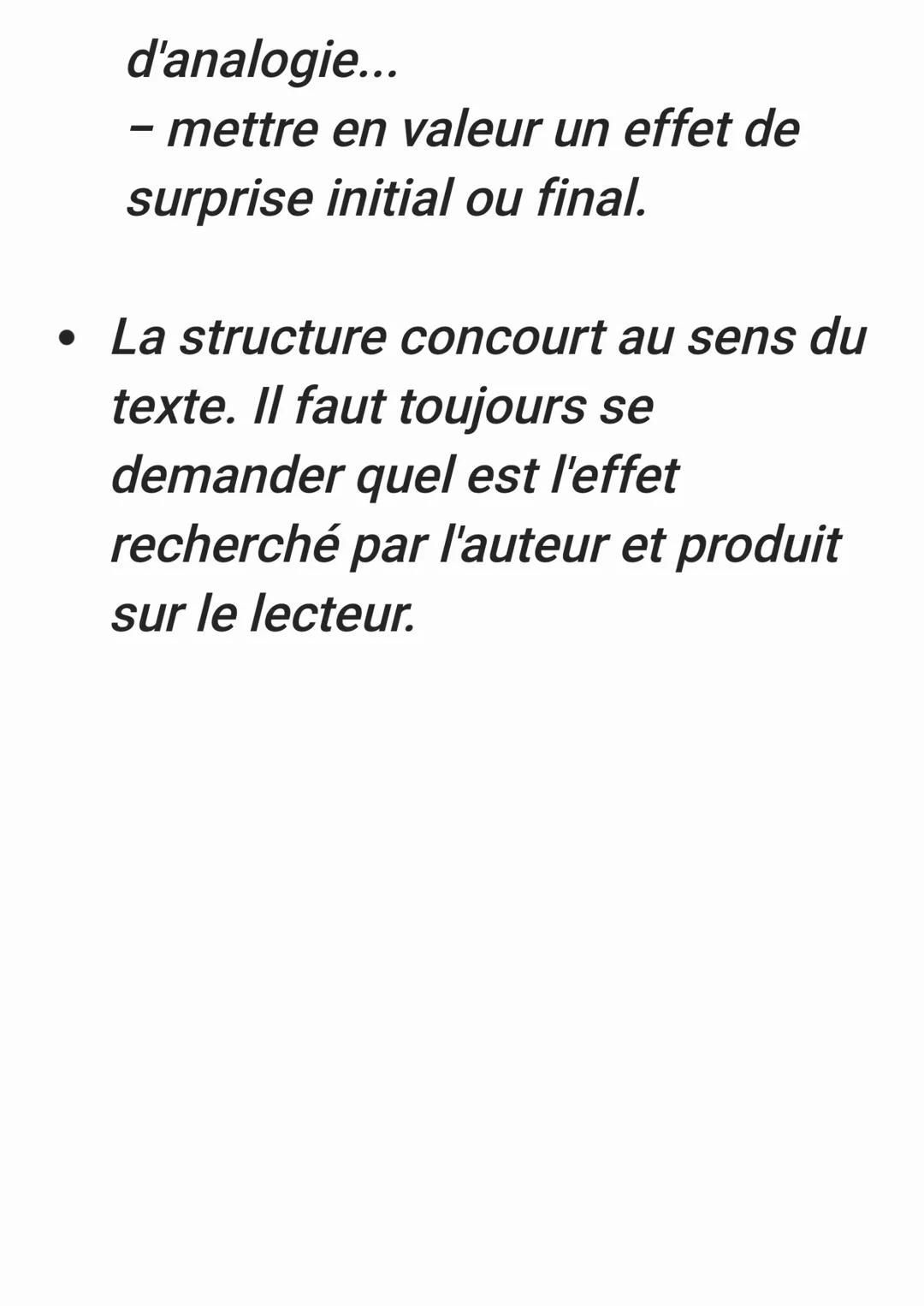 # La structure d'un texte:
* On appelle structure d'un texte
son organisation, sa composition
en différentes parties ou
mouvements.
* L