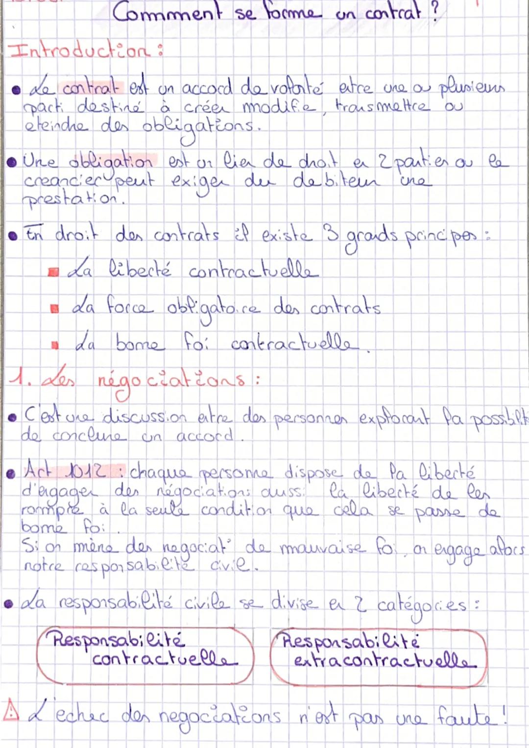# Comment se forme un contrat?
Introduction:
• Le contrat est un accord de voforté estre une a plusieurs
parti destiné à créer modifie, tr