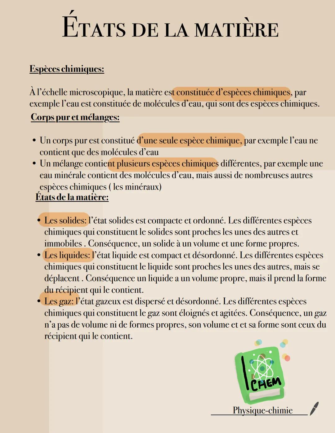 les états de la matière