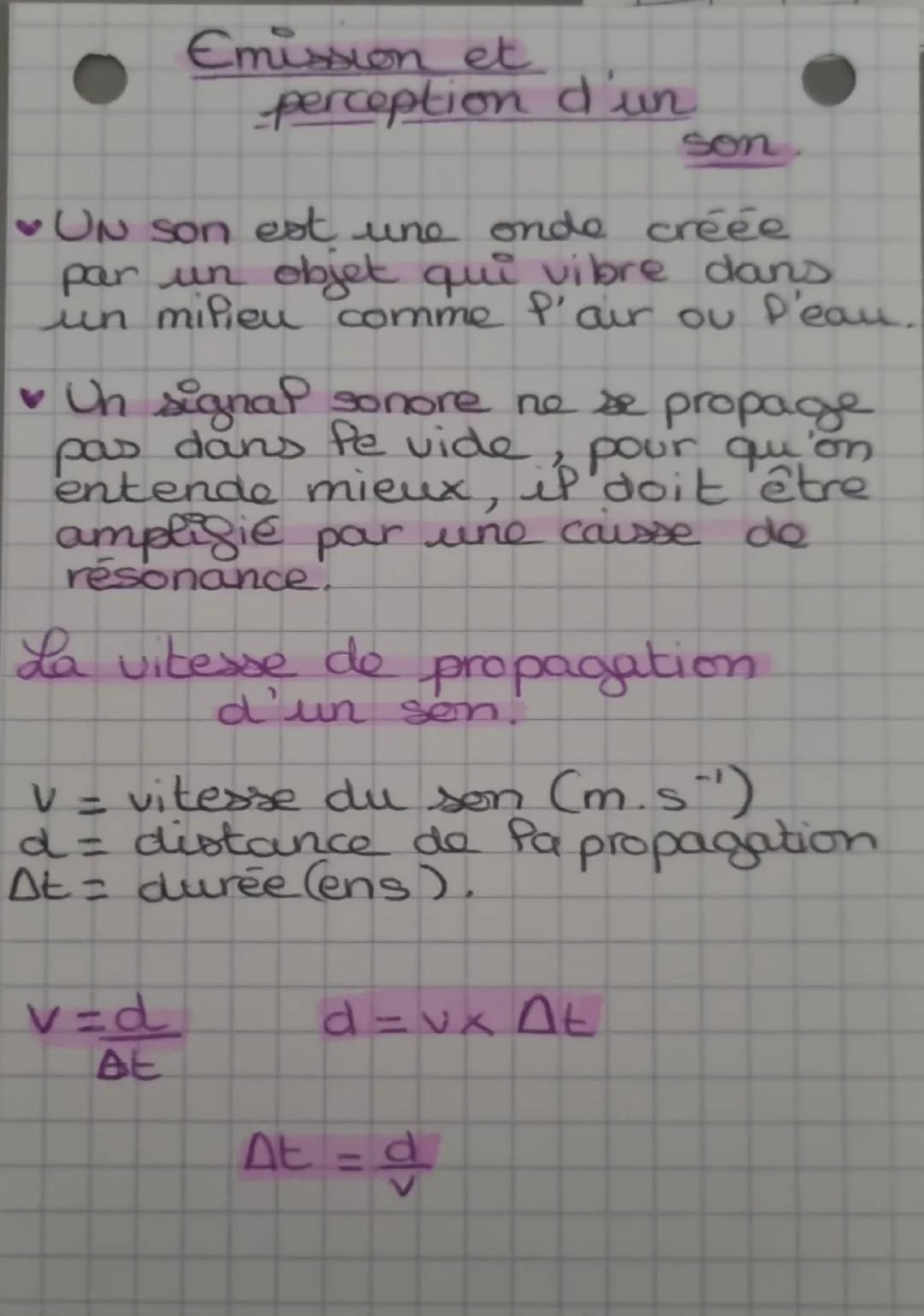 Émission et perception d'un son