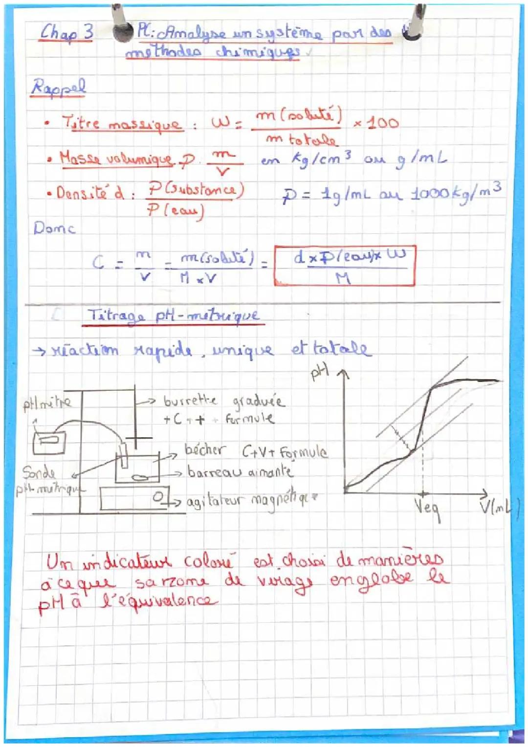 Analyse un système par des méthodes chimiques