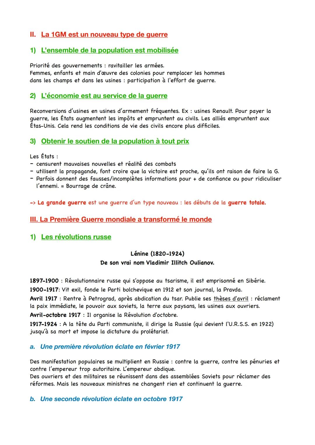 # Fiche de révision DS d'histoire n°1
Leçon 1: Civils et militaires dans la première guerre mondiale
Au début du XXe siècle: tensions entr