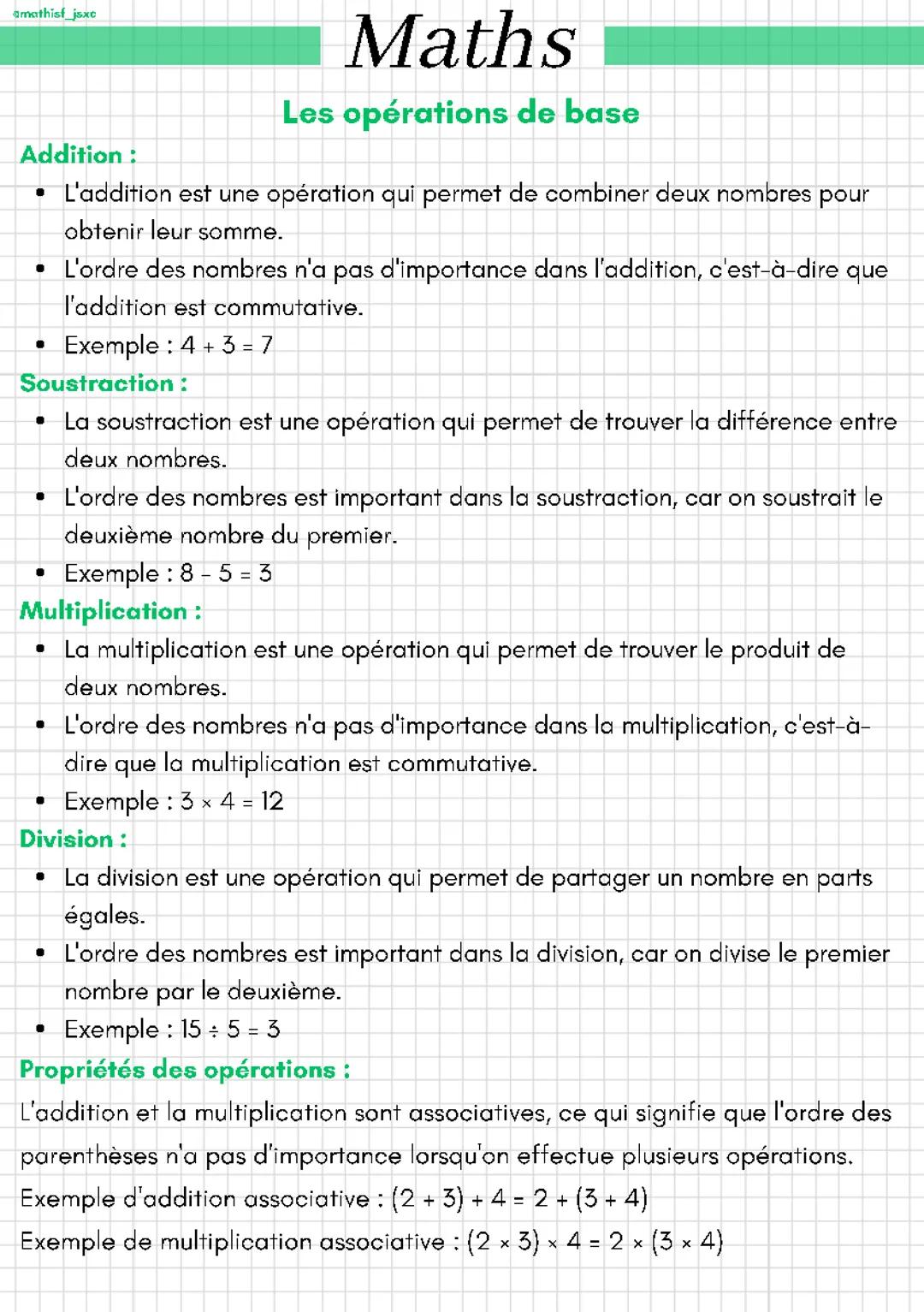 Les opérations de base