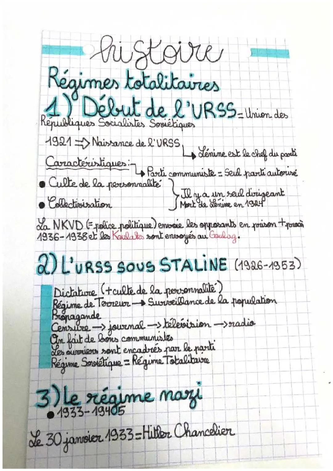 Histoire: Les régimes totalitaires