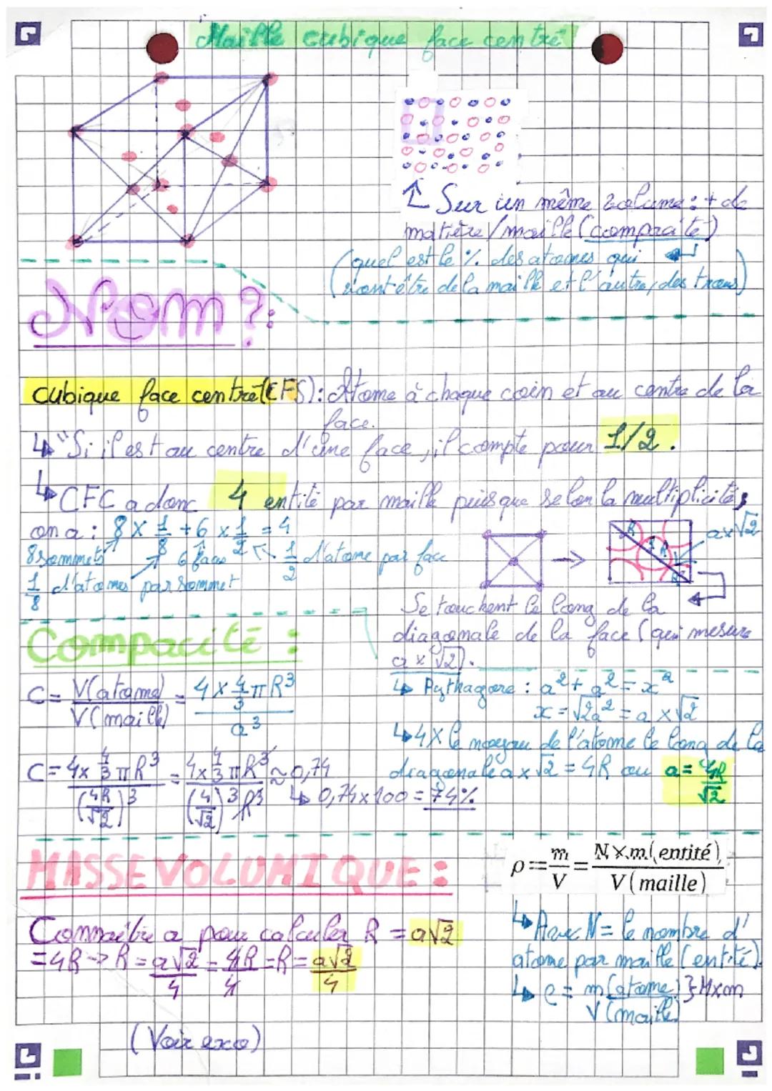 # Physique
# La Cristallographie
Maille cubique simple:
Extremile
un atome
face avec cen
Cubique simple (CS): Un atome à chag sommet, f