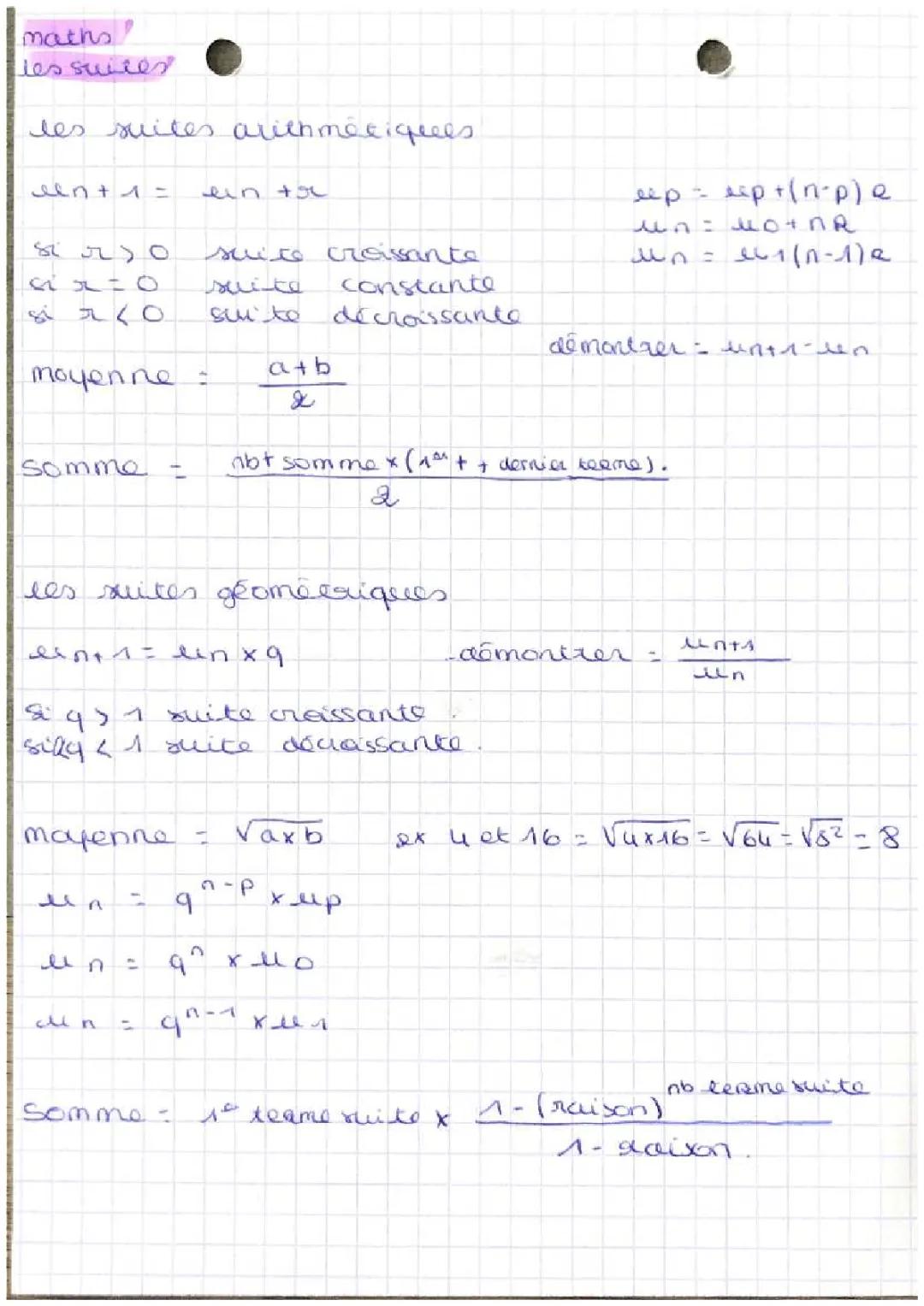 Maths : les suites arithmétiques et géométriques