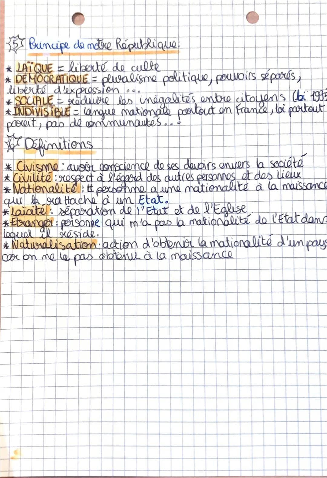 EMC 19/09/22
* Valeurs et symboles de la République *
Devenir citoyen français
* DROIT DU SANG = naître avec $1/2$ des parents français
*