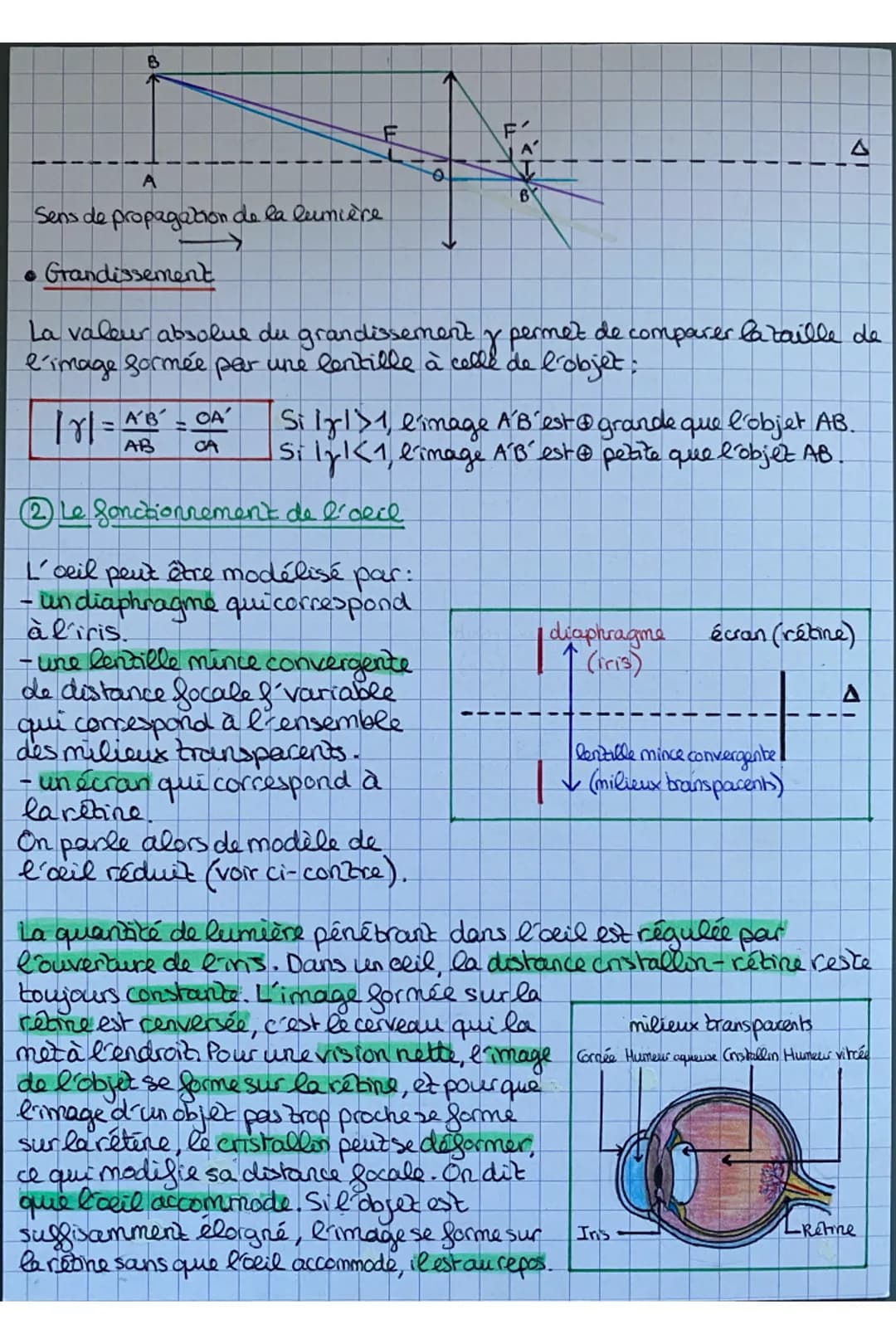 ## PH-CH
### CHP 15: Lentilles minces convergentes
1. Les lentilles minces convergentes
- Caractéristiques d'une lentille mince convergente