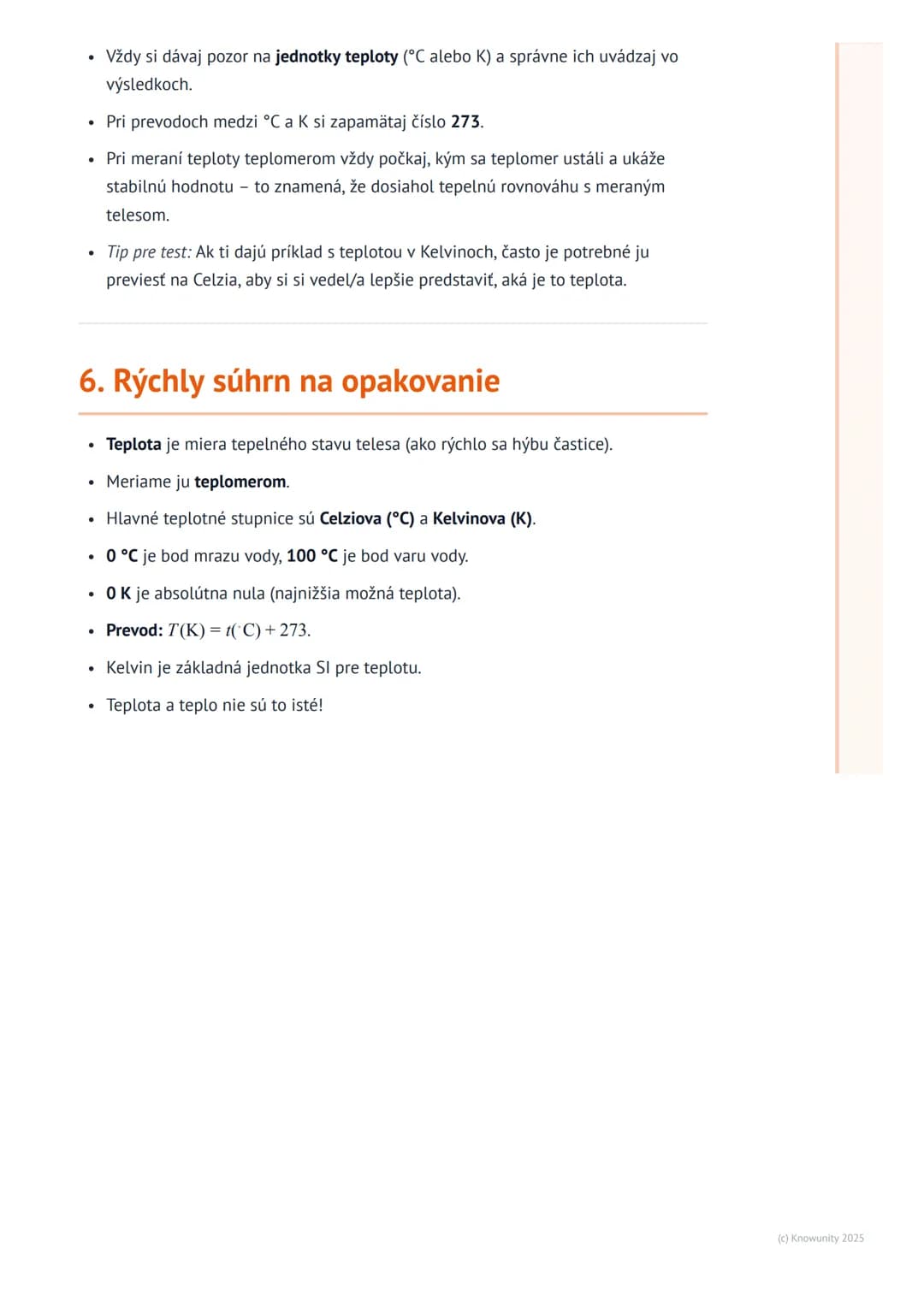 # Teplota a jej meranie
## 1. Prehľad a úvod
Ahojte! Dnes si zopakujeme veľmi dôležitú tému z fyziky teplotu a jej meranie. Je
to niečo, s