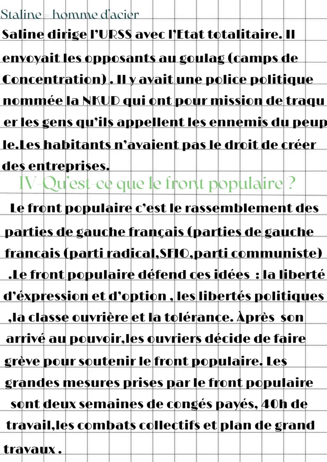 # Staline homme d'acier
Saline dirige l'URSS avec l'Etat totalitaire. Il
envoyait les opposants au goulag (camps de
Concentration). Il y ava