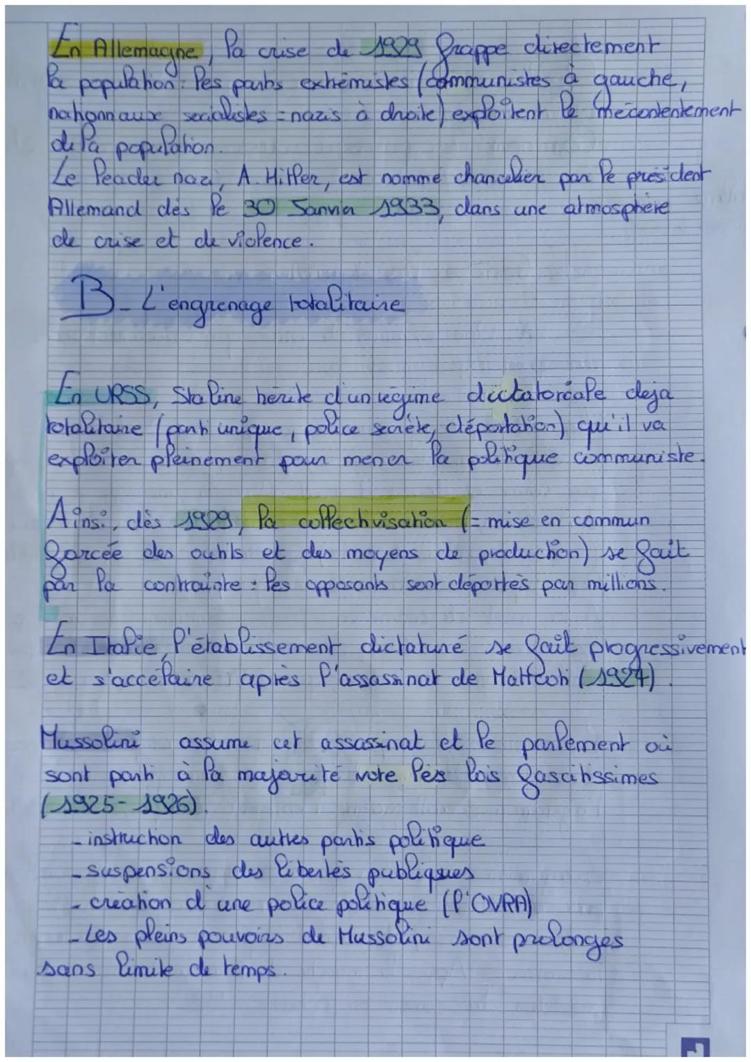 CHAPTRC 2
Les requires totaluloures
Total = lous les pouvoirs
totalitate - Lenine, Stalin Hitler => volonté de nace ), regenerer
dictature &