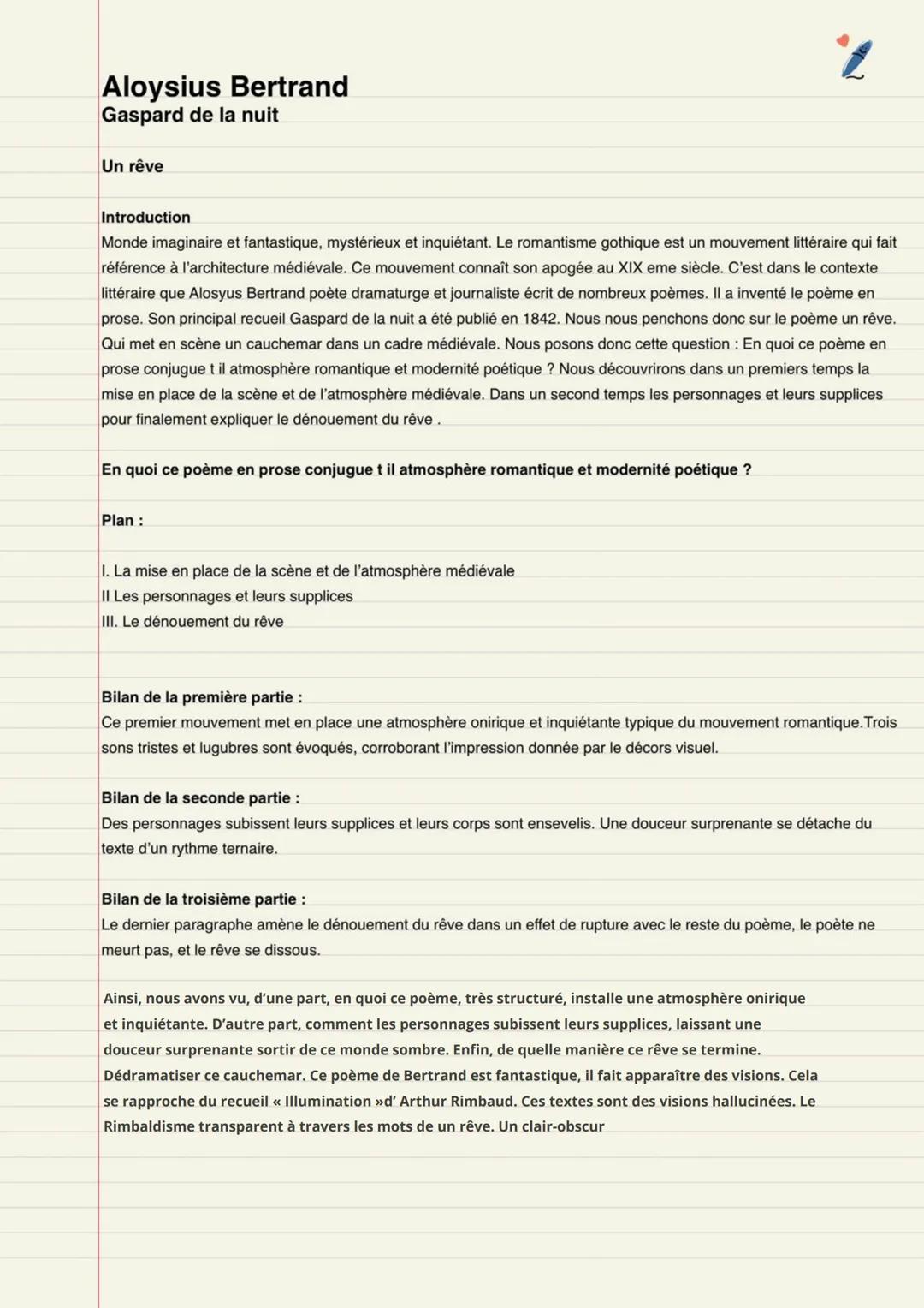 --- OCR Start ---
Aloysius Bertrand
Gaspard de la nuit
Un rêve
Introduction
Monde imaginaire et fantastique, mystérieux et inquiétant. Le ro