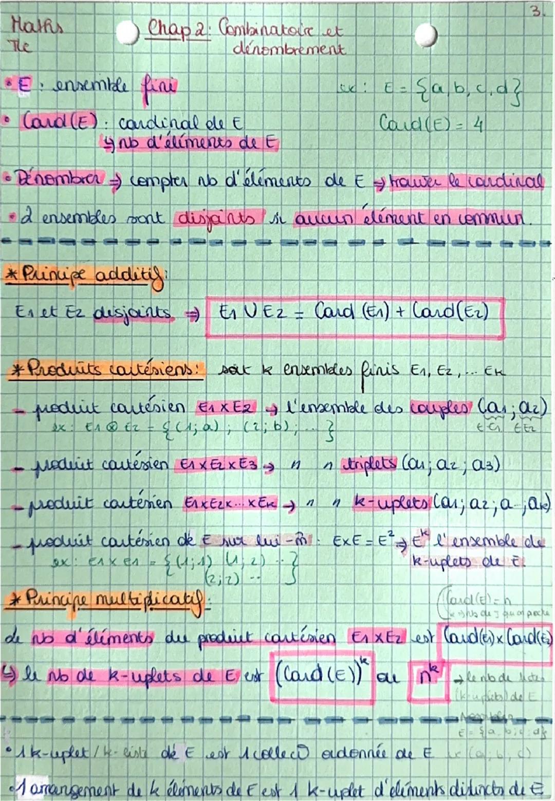 Fiche de maths : « Combinatoire et dénombrement »
