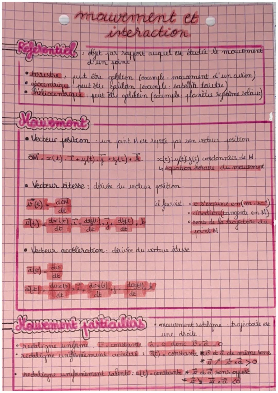 mawement et
interaction
2
objet far rapport auqul est étudié le moutment
d'un foint
• terrestre, mut être calition (excemple movement d'un a