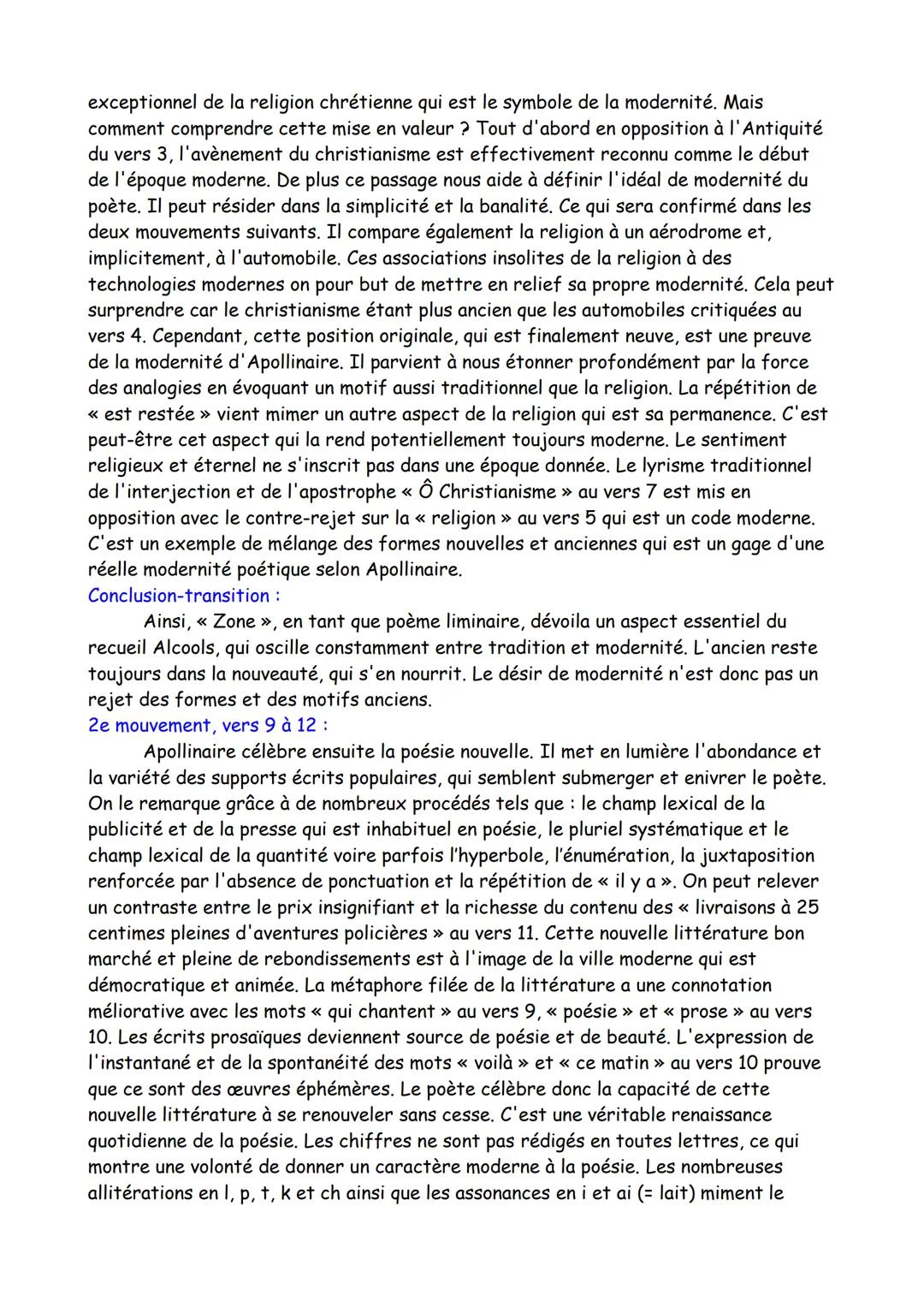 Texte 5
Poésie, << Zone », Alcools, Guillaume Apollinaire, 1912 Rimbaud,
1870
Intro:
Contexte + Auteur: Apollinaire, poète majeur du 20e