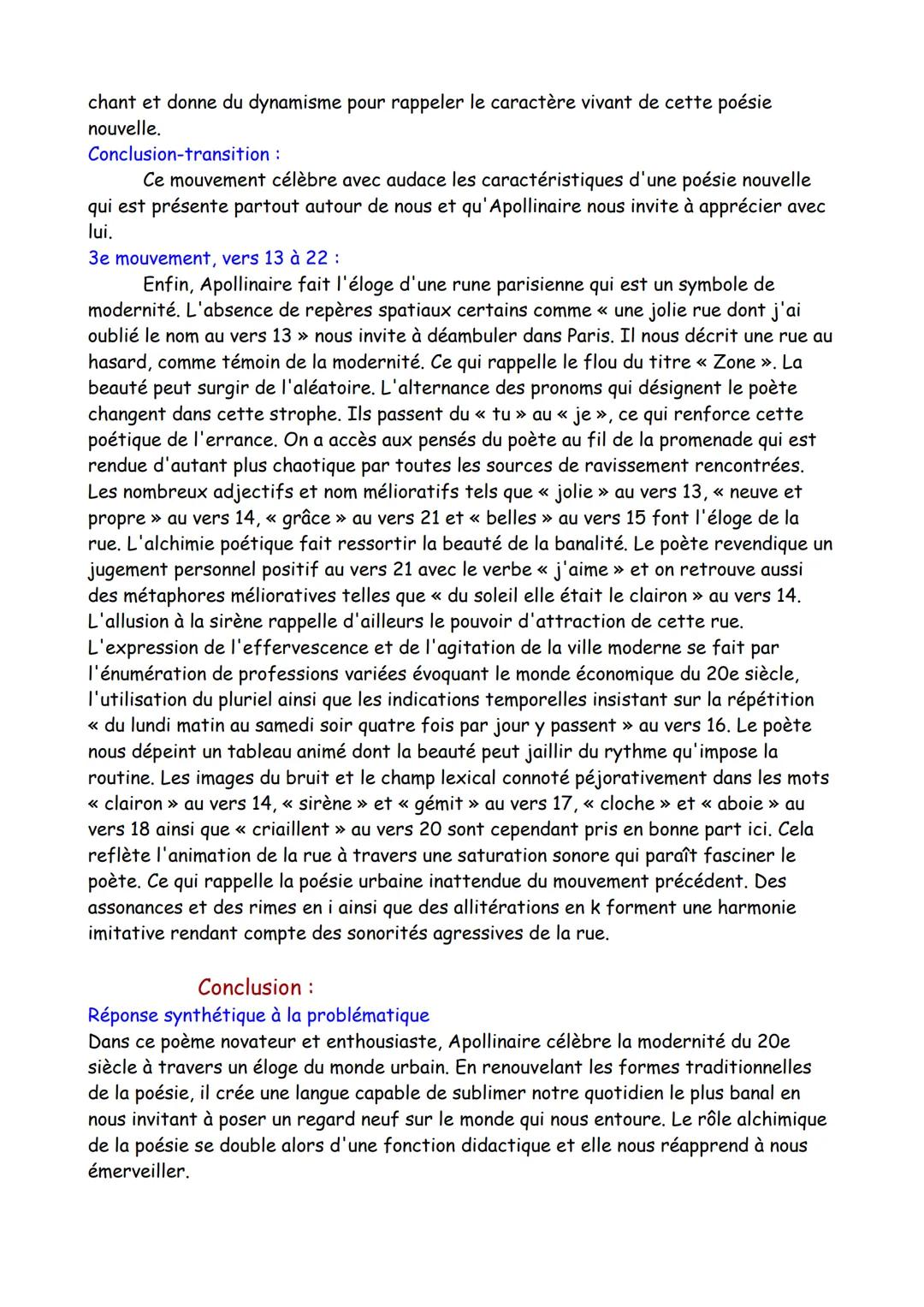 Texte 5
Poésie, << Zone », Alcools, Guillaume Apollinaire, 1912 Rimbaud,
1870
Intro:
Contexte + Auteur: Apollinaire, poète majeur du 20e