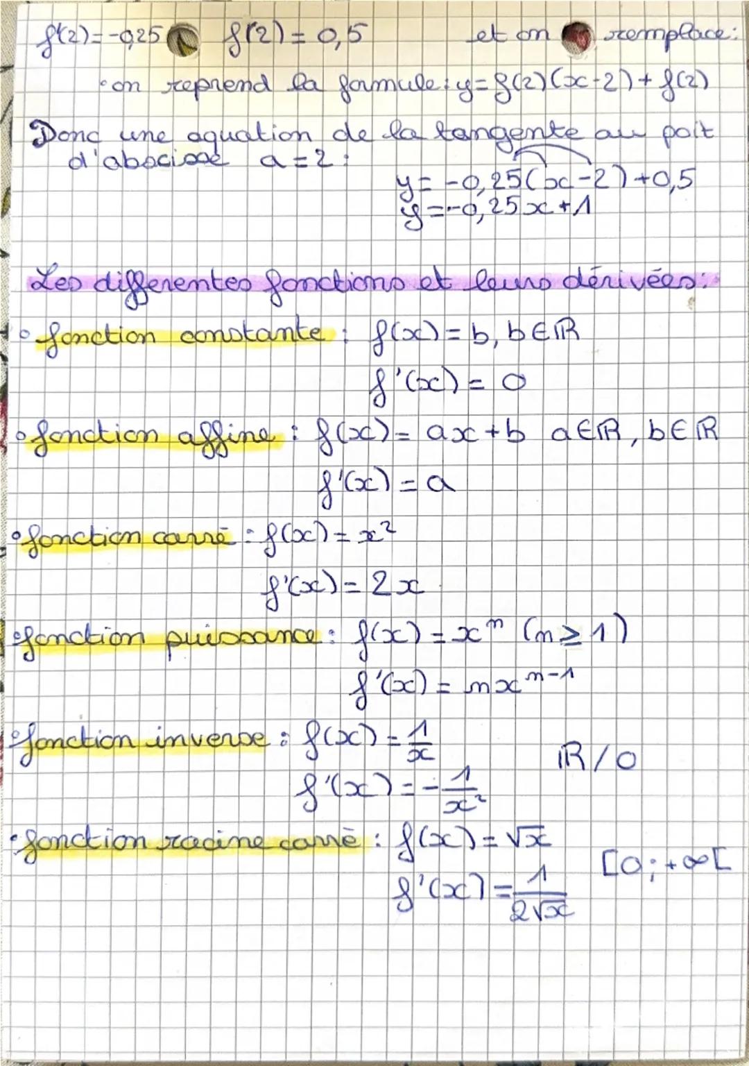 # MATHS
## Derivation
Nombre dérivés :
H
S
a et
• Le taux de variation de $f$ entre $a$
$a+h$ est un nombre red $l$ quand $h$
tend vess 0: