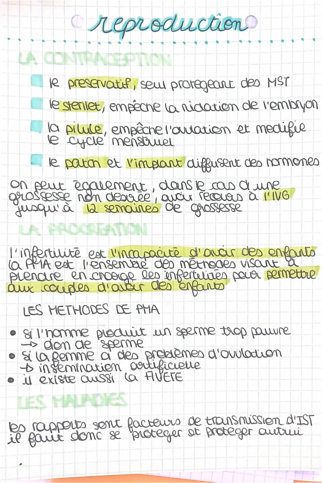 # reproduction
LA CONTRACE
le preservatif, seul protegeant des MST
le sterilet, empecne la ridation de l'embryon
la pilule, empêche l'ov