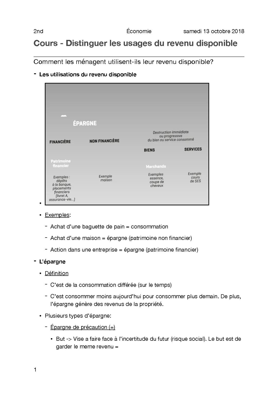 Cours 2.1 - Usage et épargne du revenu