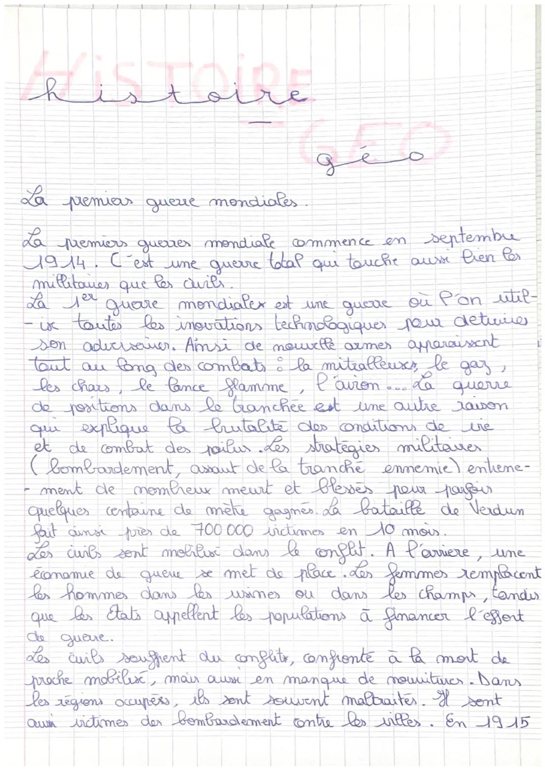 histoire
g
0
premiers guerre mondiales
La premiers guerres mondiale commence en septembre
1914. C'est une guerre total qui touche aussi bien
