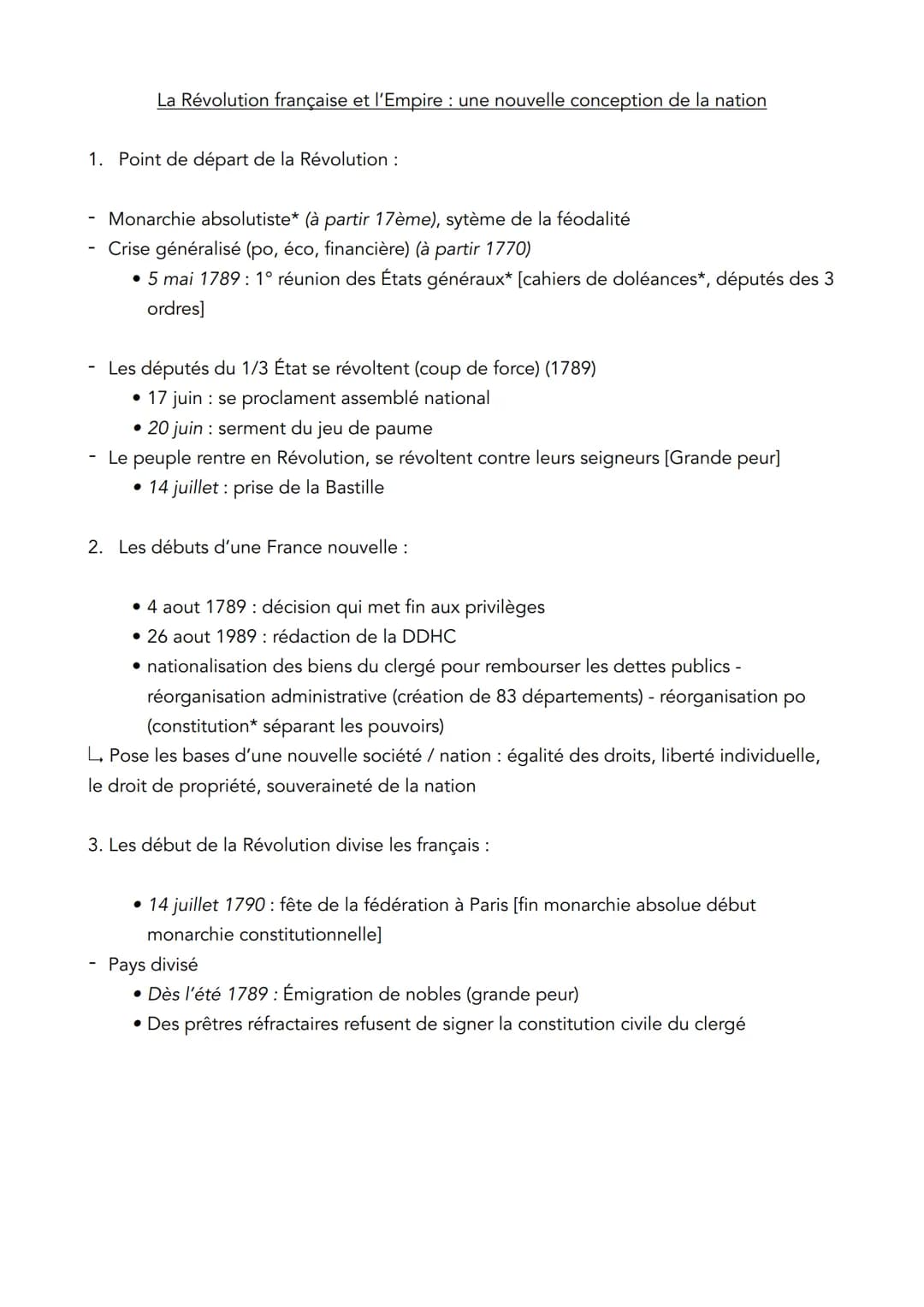 <h2>Point de départ de la Révolution</h2>
<p>La Révolution française et l'Empire ont marqué une période importante de l'histoire de la Fran