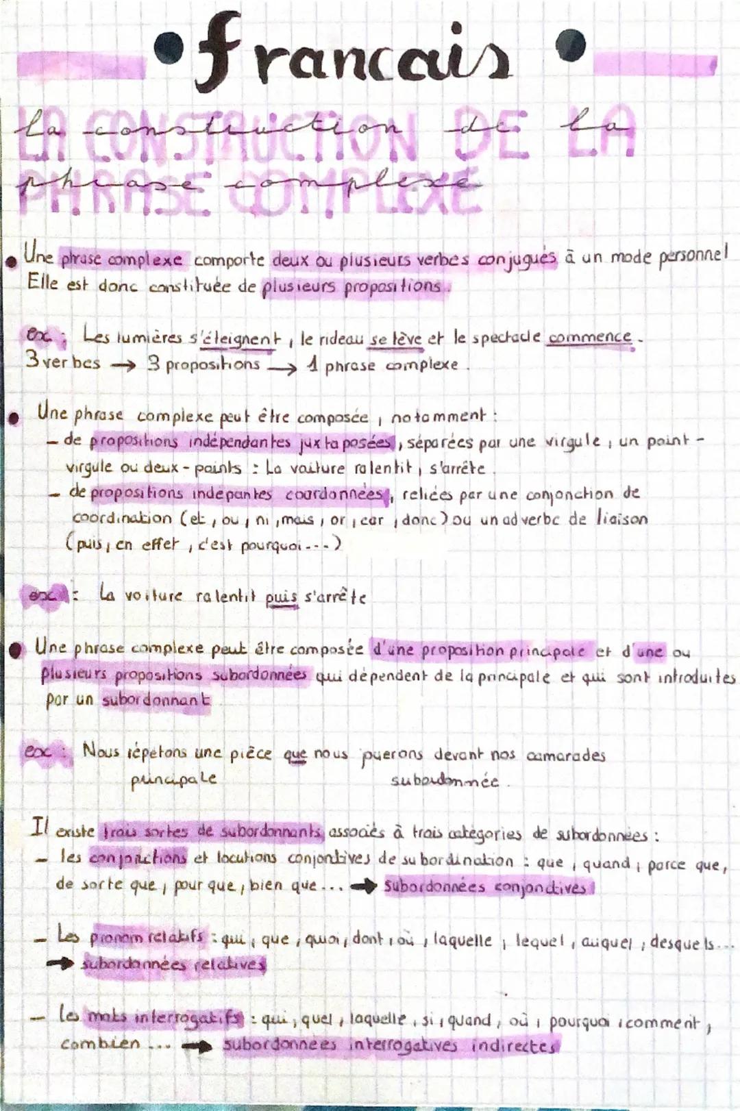 - •francais.
- to copslwetroN DE EM
- phrase complexe
- Une phrase complexe comporte deux ou plusieurs verbes conjugués à un mode personnel