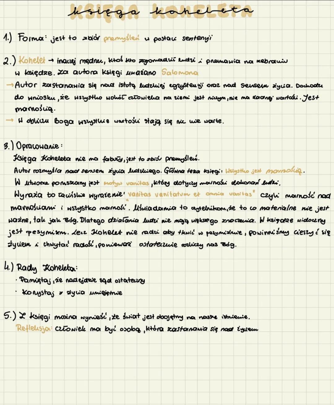 # księga kahebeta
1.) Forma jest to zbiór premyśleń w postau sentenyi
2.) Kohelet inaczej mędner, ktoś kto zgromadzić ludzi i premawia na