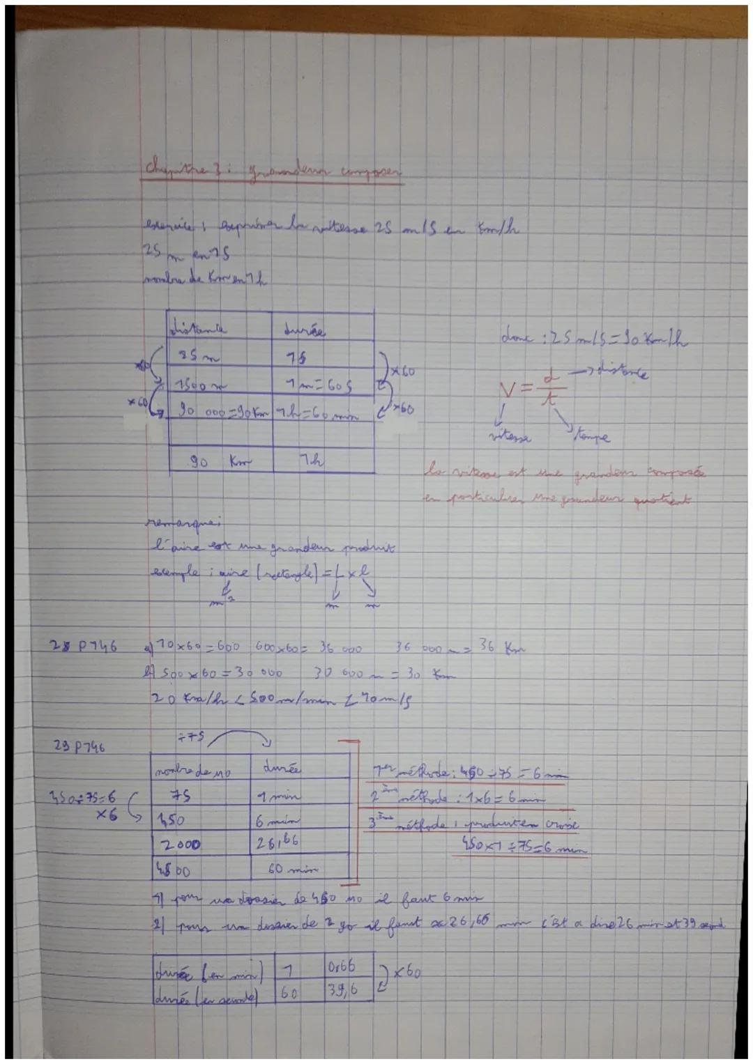 # chapitre 3i grandes composer
essenice repriser le vitesse 25 m 15 en both
25ments
nombre de Koment h
distente durée
35~
75
2x60
1500
160