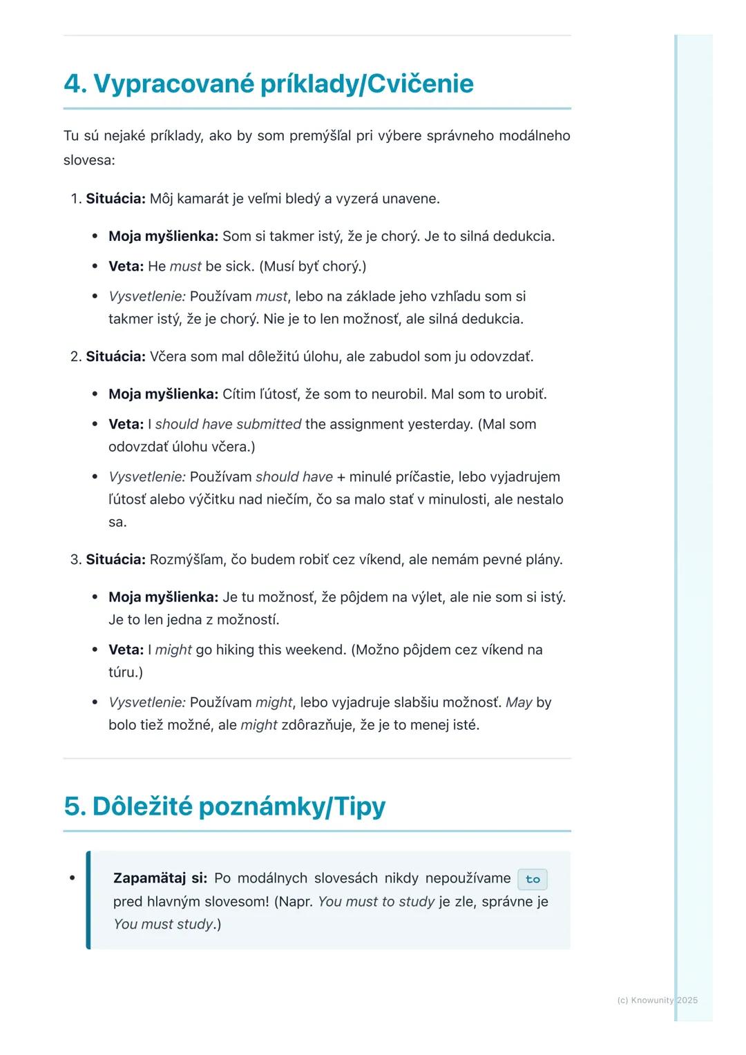 # Modálne slovesá a ich funkcie
## 1. Prehľad modálnych slovies
Modálne slovesá sú špeciálny typ pomocných slovies v angličtine. Nepoužíva