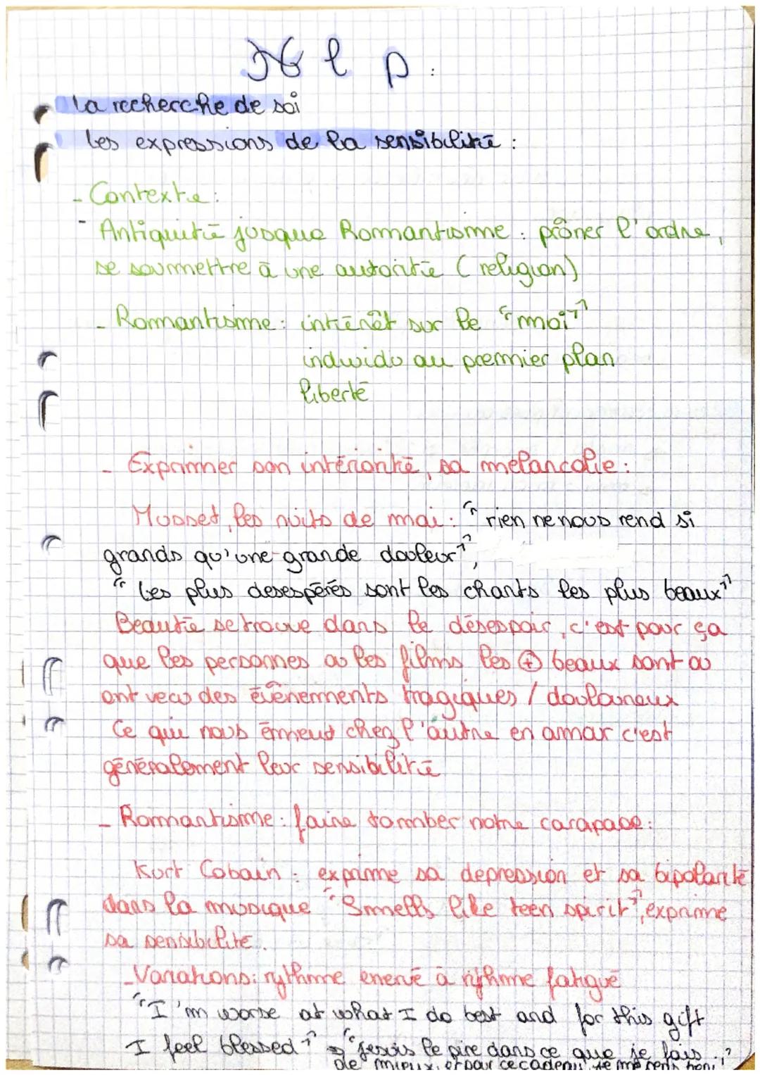 Ila recherche de soi
les expressions de la sensibilité :
жер
UC
Contexte.
Antiquité jusque Romantisme. proner l'ordre
se soumettre à une aut