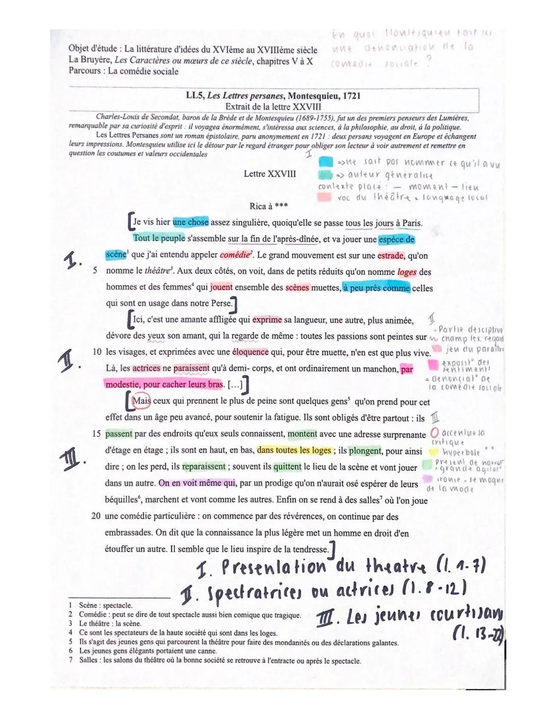 Bac Français : Les lettres Persanes, Montesquieu (lettre XXVIII)