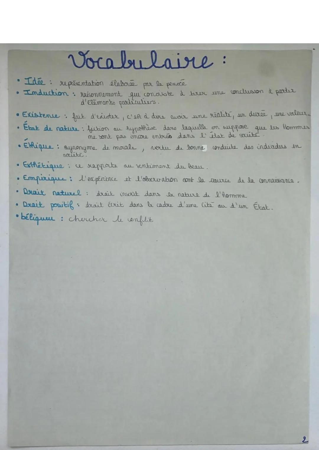 # Vocabulaire:
• Abstrait ce qui me désigne pas un Ryet particulier
• Acquis : ce qui vient de l'expérience et de l'apprentissage
• Alienat