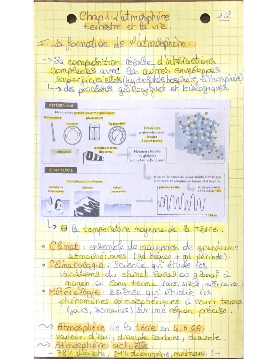 L’atmosphère terrestre et la vie