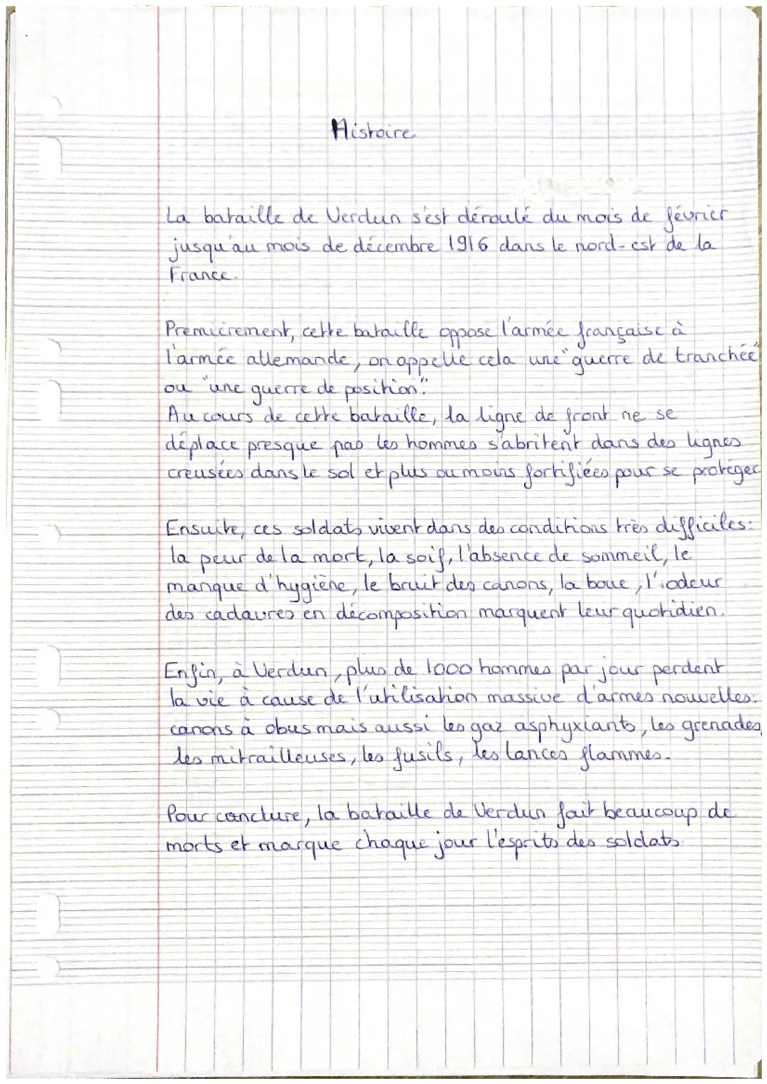 Histoire
La bataille de Verdun s'est déroulé du mois de février
jusqu'au mois de décembre 1916 dans le nord- est de la
France.
Premierement,