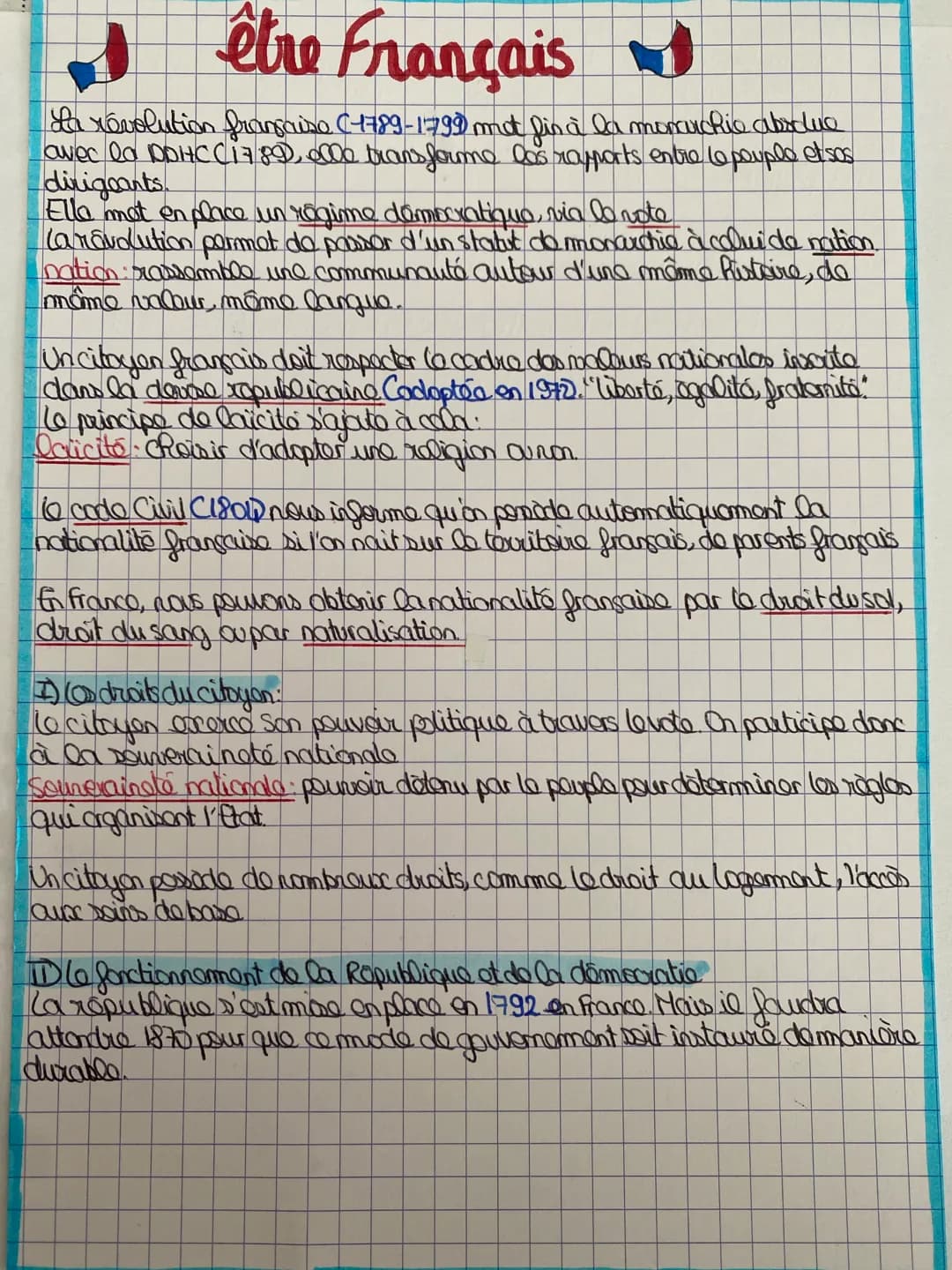 # Symboles de la Rõpublique frangaiso
- le drapeau bricdore: il data de 1794. Le blanc représentait lo xoi, le blou c'était pour les nobles