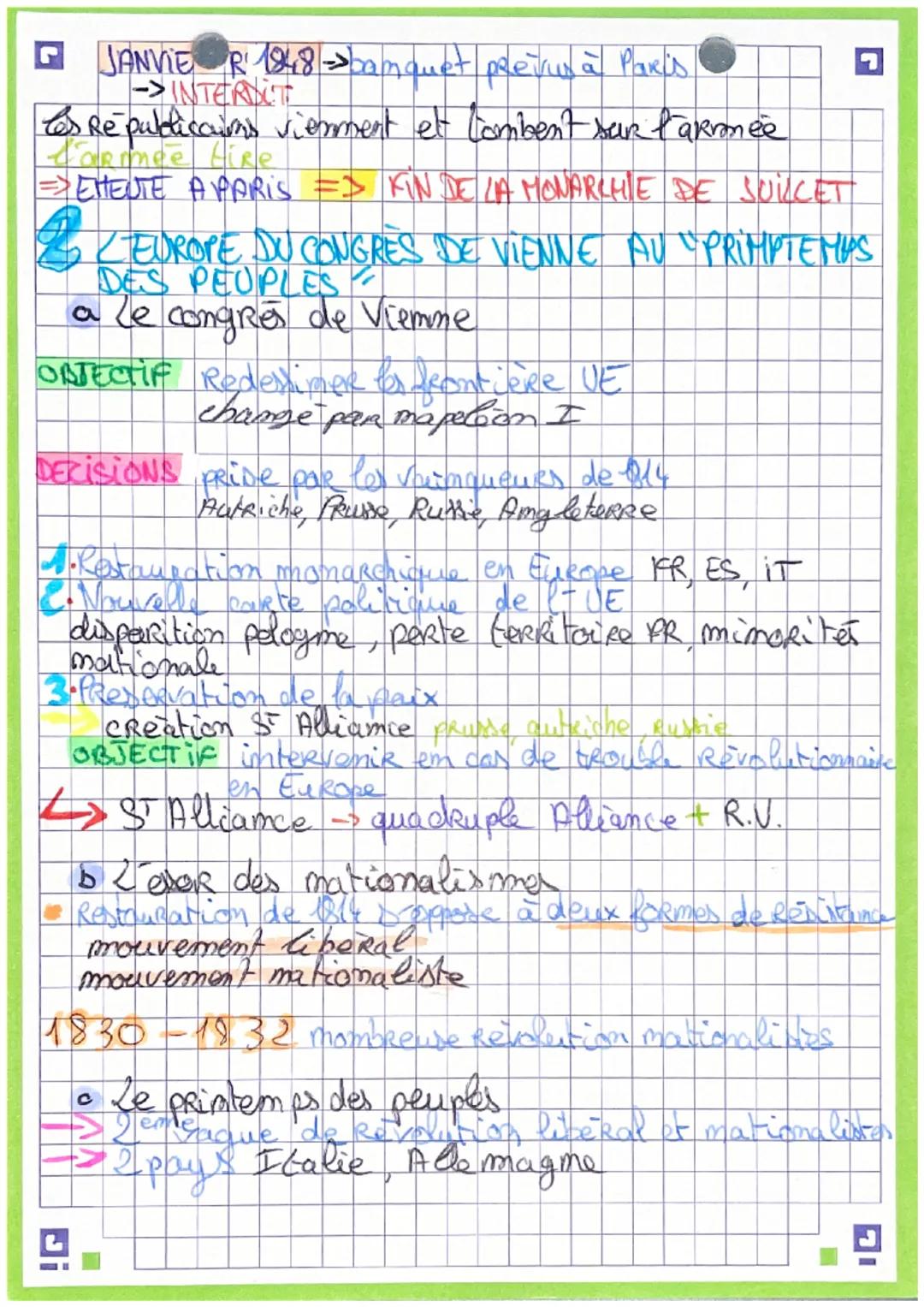 • Peurope entre
Redourbation et Revelation.
→ Europe Renver De peur Révolution - Empire
Chute Napoleon T ==> Restauration monarchique
en Eur