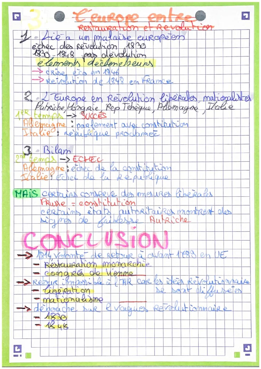 • Peurope entre
Redourbation et Revelation.
→ Europe Renver De peur Révolution - Empire
Chute Napoleon T ==> Restauration monarchique
en Eur