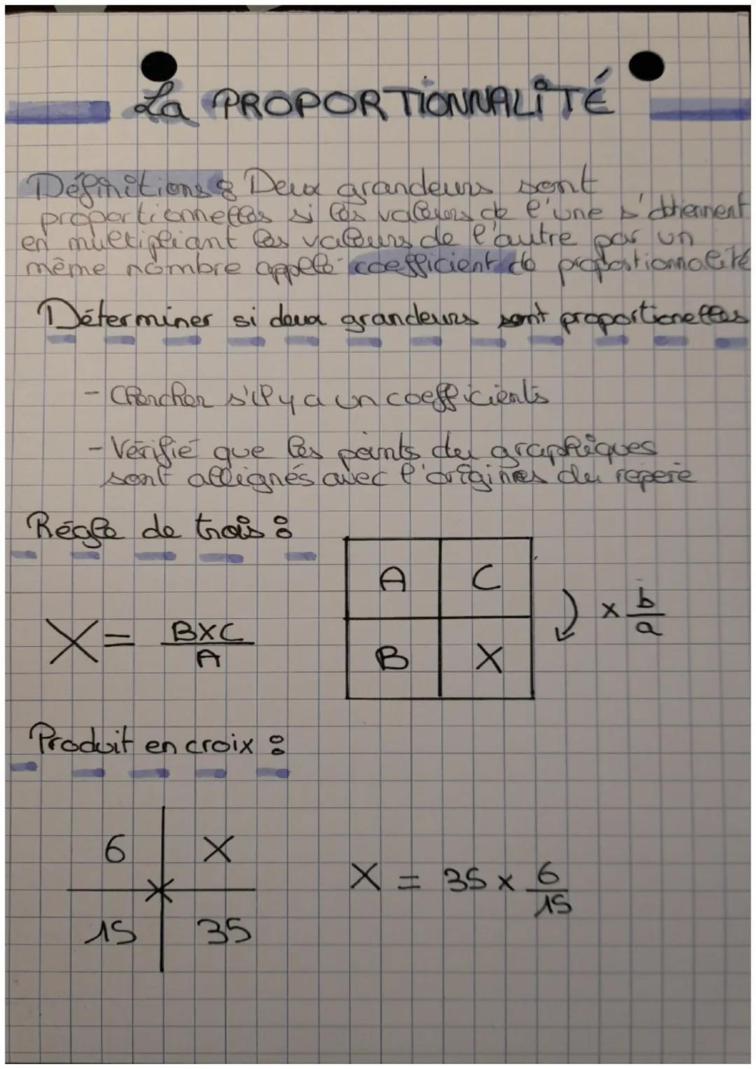 La PROPORTIONNALITÉ
Definitions & Deux grandeurs sont
proportionnelles si les valeurs de l'une s'daliennent
en multipliant les valeurs de l'