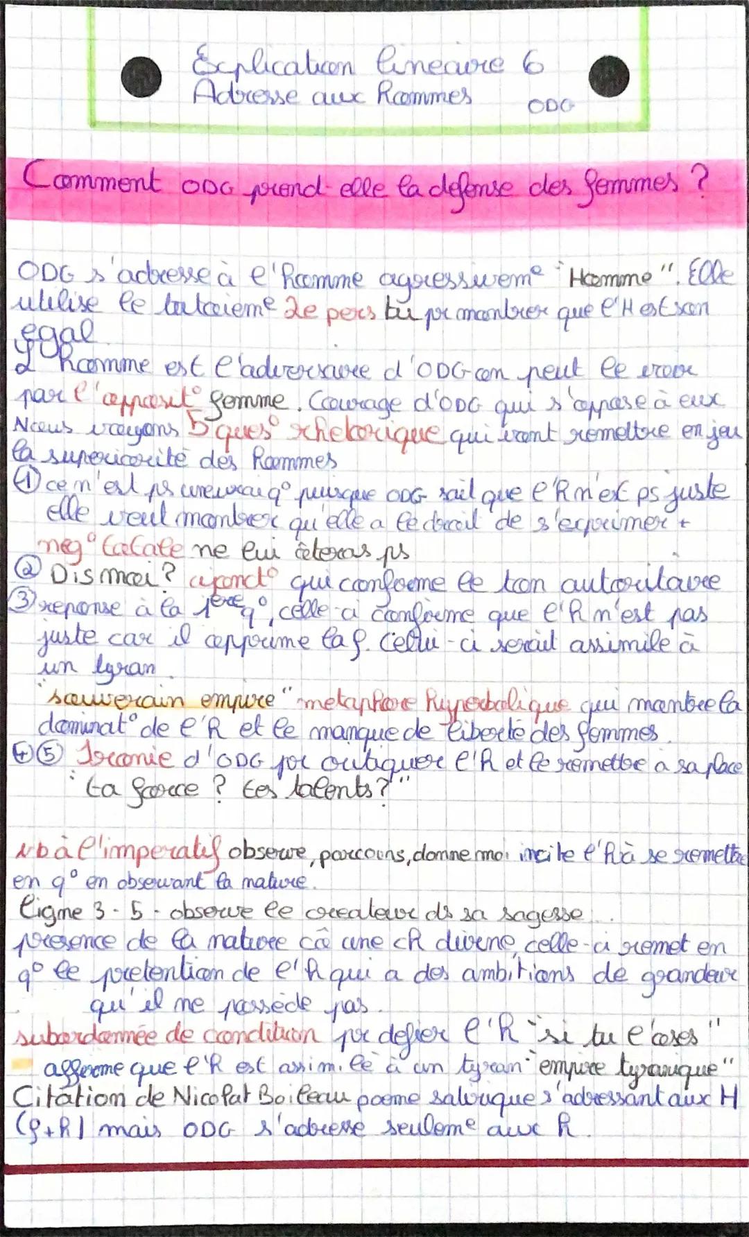 Découvrons Olympe de Gouges : Les droits de la femme, Analyse des Textes et Commentaires
