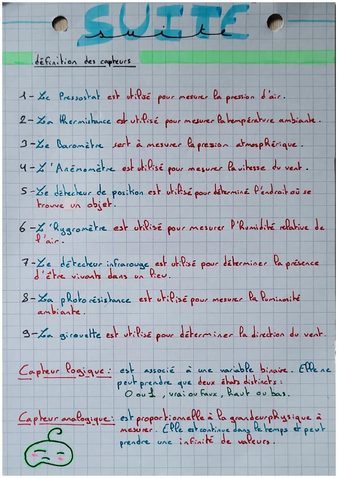 Chaine d'information et d'énergie
Utilisateur ou
information ext
système.
au
Source d'énergie
Les capteurs
Nom
Acquérir
détecteur de positio