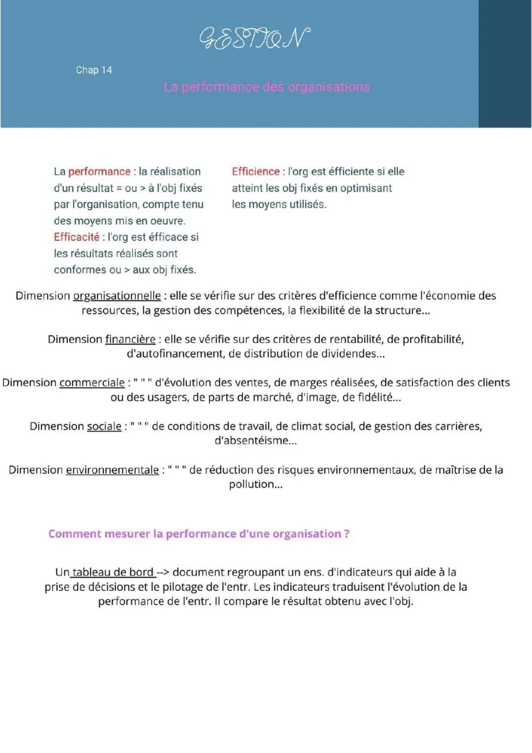 <p>La performance organisationnelle STMG est définie comme la réalisation d'un résultat égal ou supérieur aux objectifs fixés par l'organis
