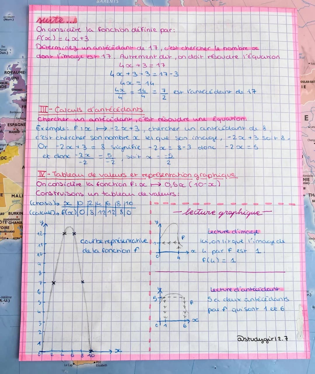 suite....
On considère la fonction définie par:
$F(x) = 4x+3$
Déterminez un antécédant de 17, c'est chercher le nombre of
dont l'image est 1