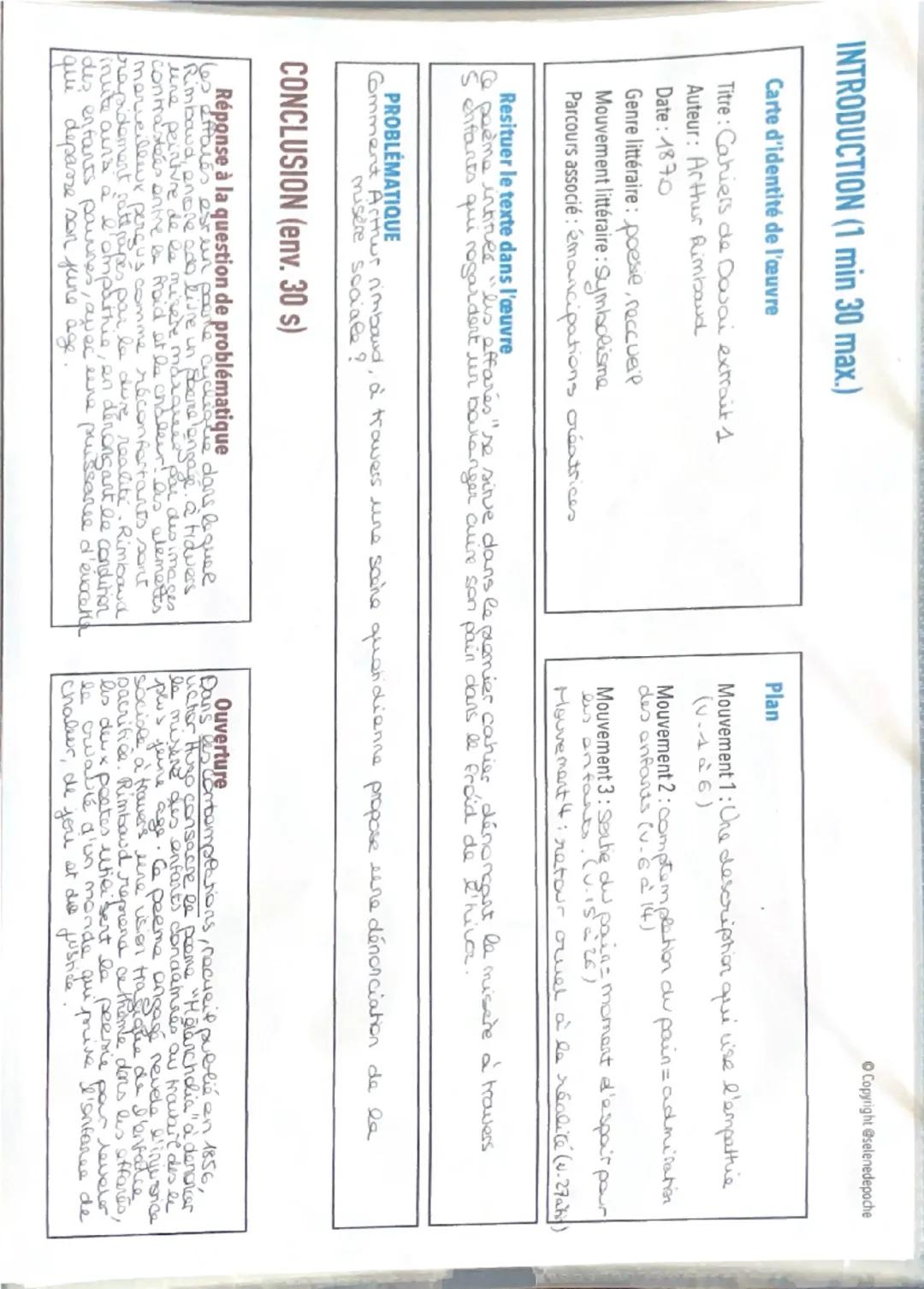 INTRODUCTION (1 min 30 max.)
Carte d'identité de l'œuvre
Titre: Cahiers de Davai extrait 1
Auteur: Arthur Rimbaud
Date: 1870
Genre littérair
