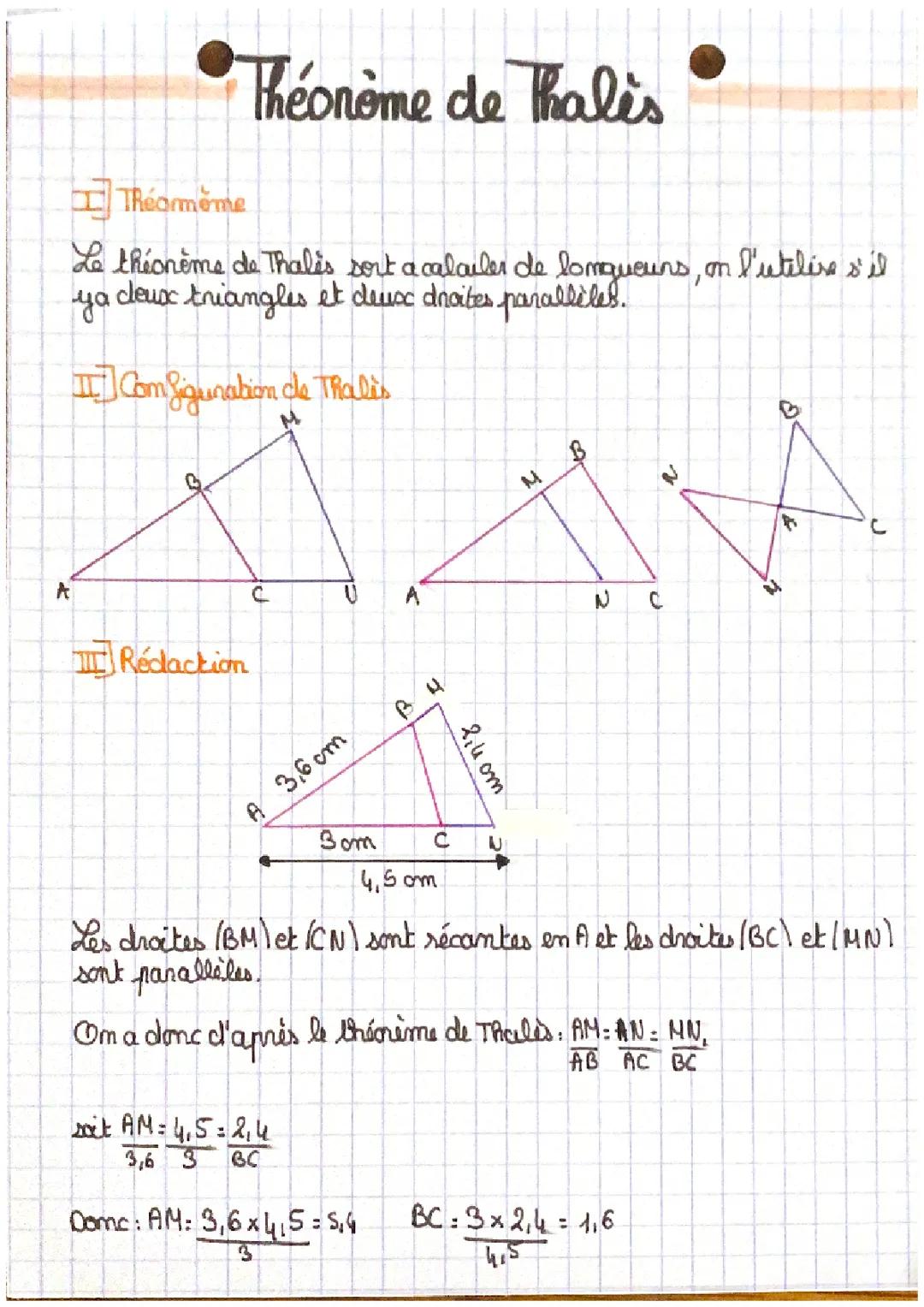 le théorème de thalès