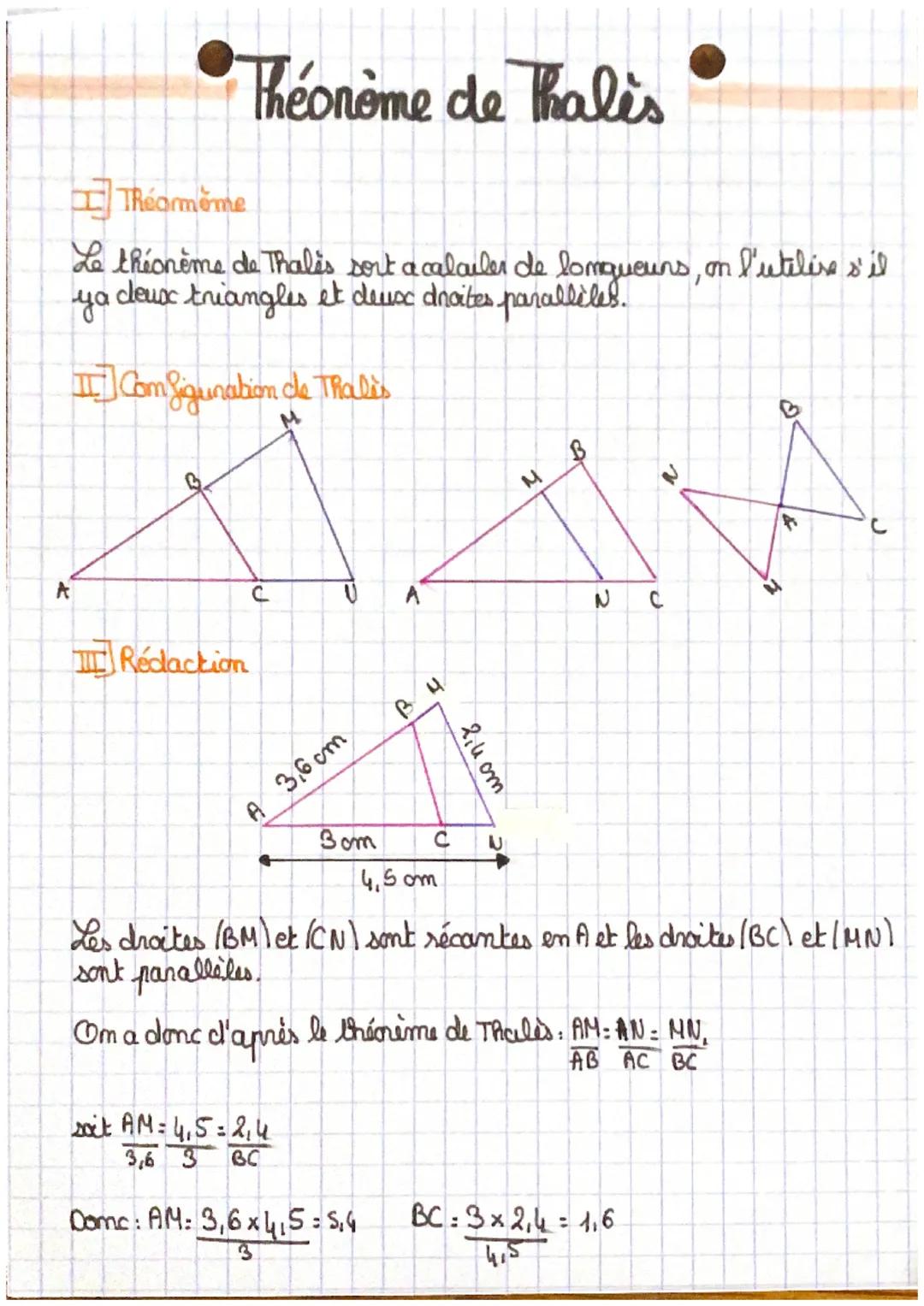 H9
Théonome de Thalis
Théarmome
Le théorème de Thalis sort a calailer de longueurs, on l'utilise s'il
ya
ceux triangles et deux droites para