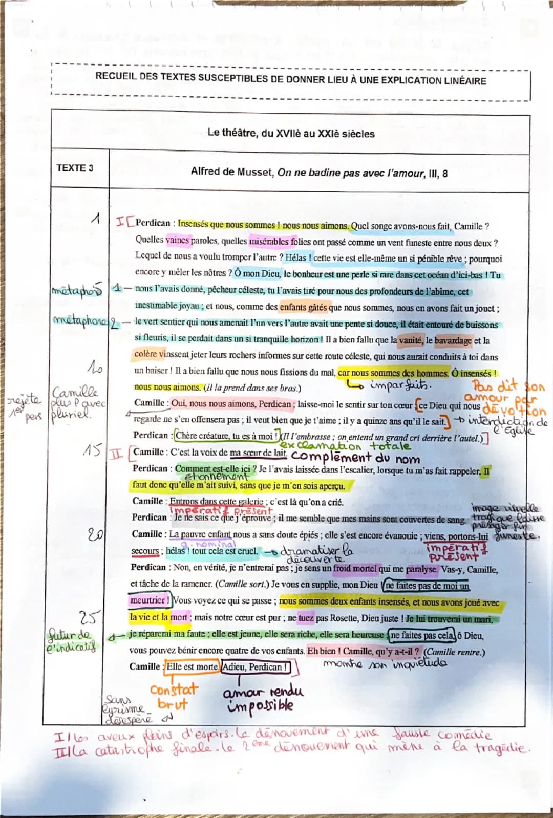 # RECUEIL DES TEXTES SUSCEPTIBLES DE DONNER LIEU À UNE EXPLICATION LINÉAIRE
Le théâtre, du XVIIe au XXIe siècles
TEXTE 3
Alfred de Musset,