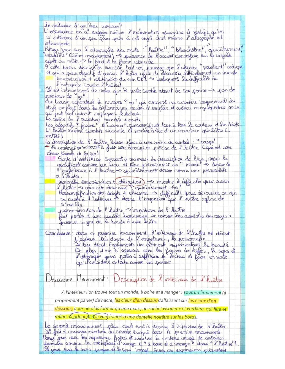 ### Erançais
Amorce
Texle 12
Le parti pris des choses de Francis Ponge est un court recueil de 32 poctres
en prose publié dewant l'occupa