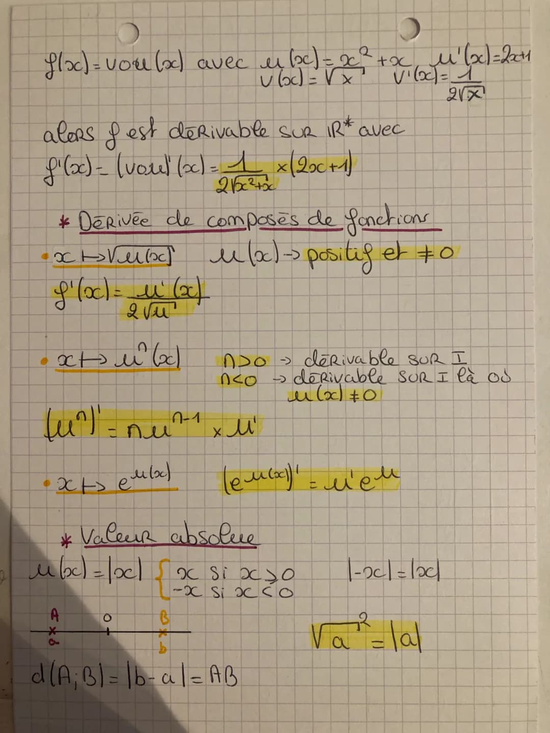 Maths
Dě•R•i•v•e•e
* Dérivées de fonctions usuelles.
| Dg | f | f' | Dg' |
|---|---|---|---|
| IR | Constante | 0 | IR |
| IR | $x$ | 1 |